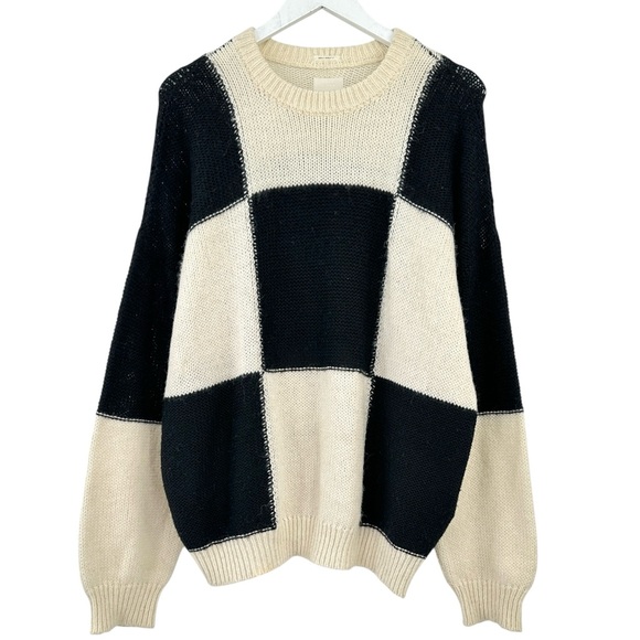 MOTHER Sweaters - MOTHER Black & White "The Long Drop" Alpaca Wool Blend Oversized Sweater sz S